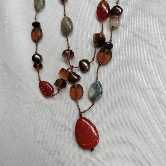 Elegant Multi-Color Beaded Necklace Double Strands Boho Hippie Retro Classic - Picture 2 of 10